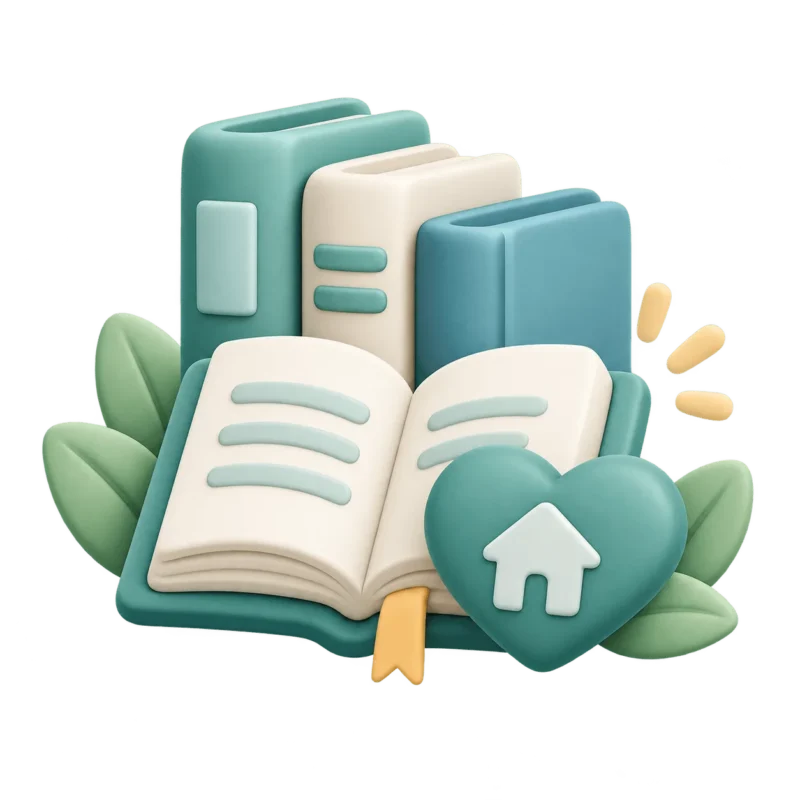 Icono de biblioteca digital de contenidos sobre el cuidado