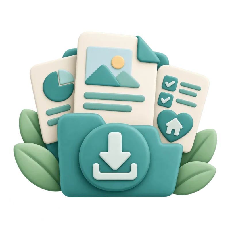 Icono de guías, checklists y material descargable para cuidadores